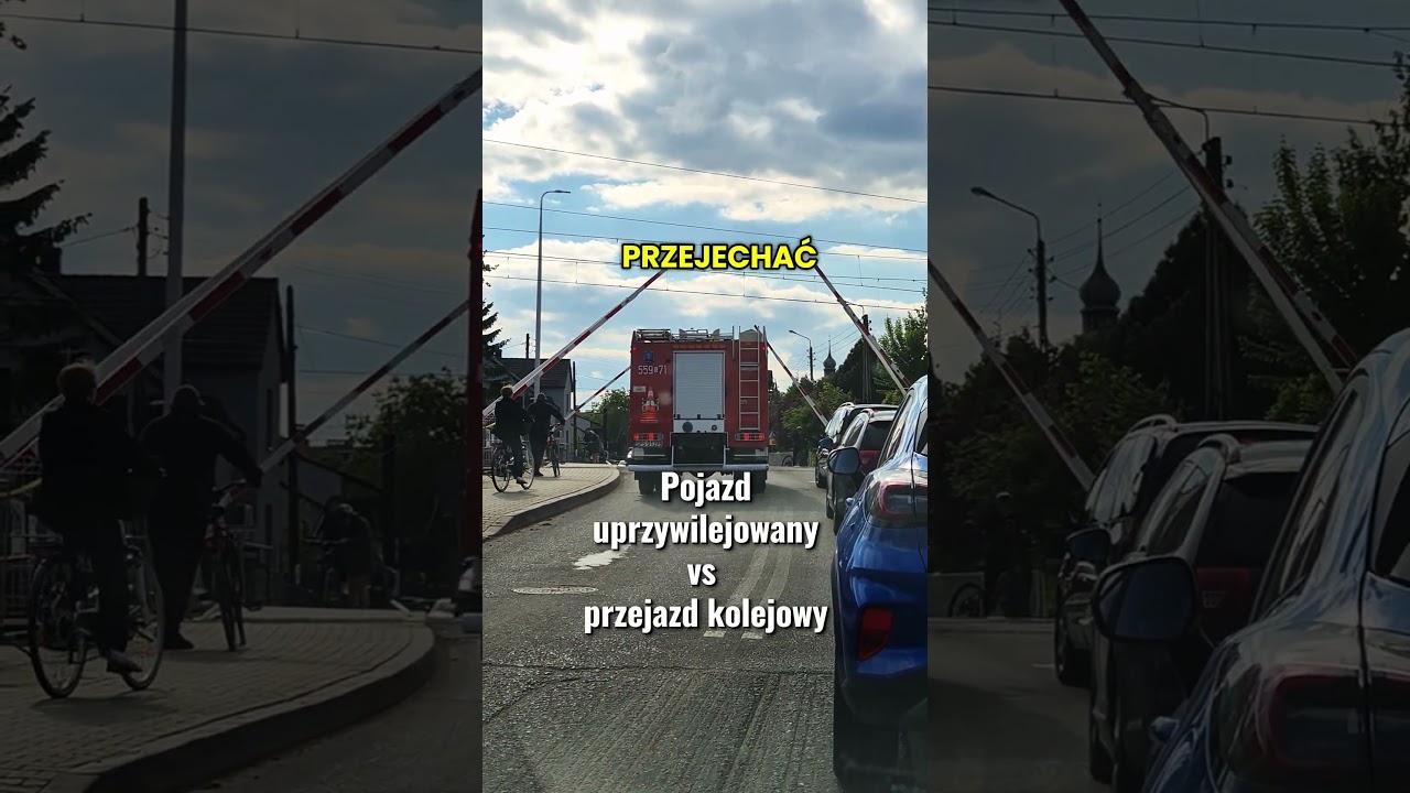 Straż pożarna vs zamknięty przejazd kolejowy. Przepisy są jasne. Nauka jazdy Tychy #shorts