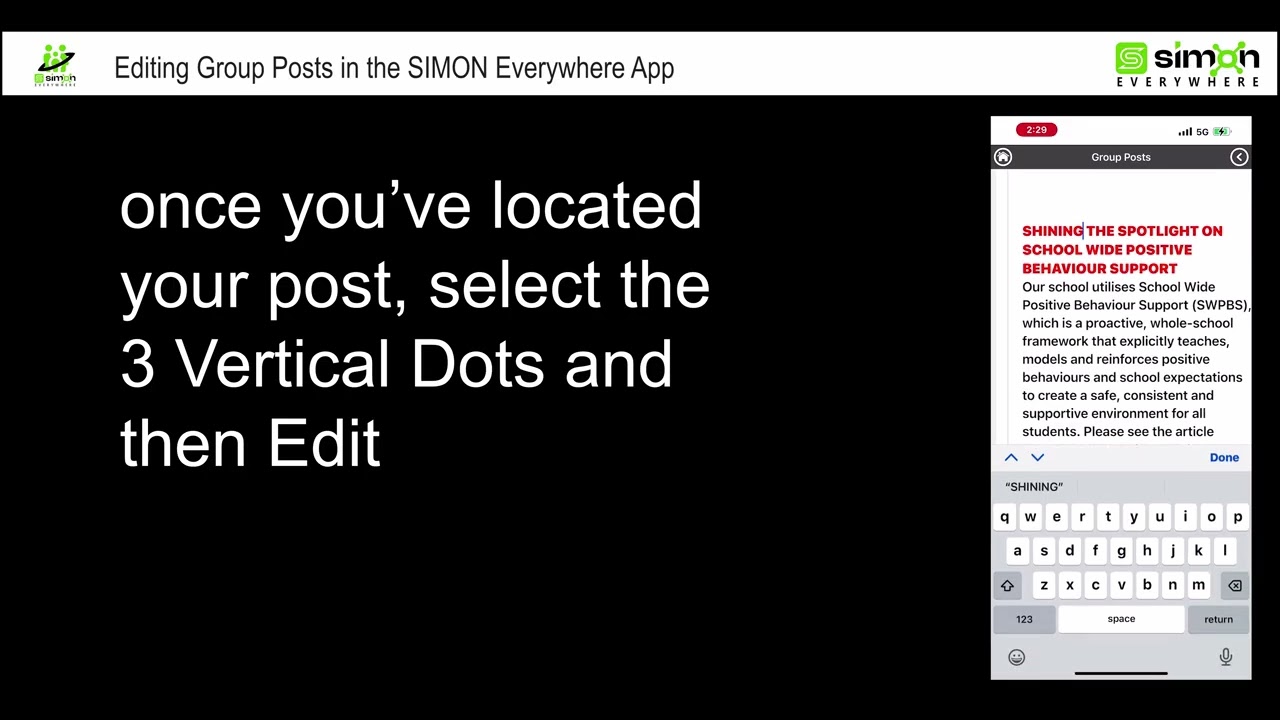 Editing Group Posts in the SIMON Everywhere App