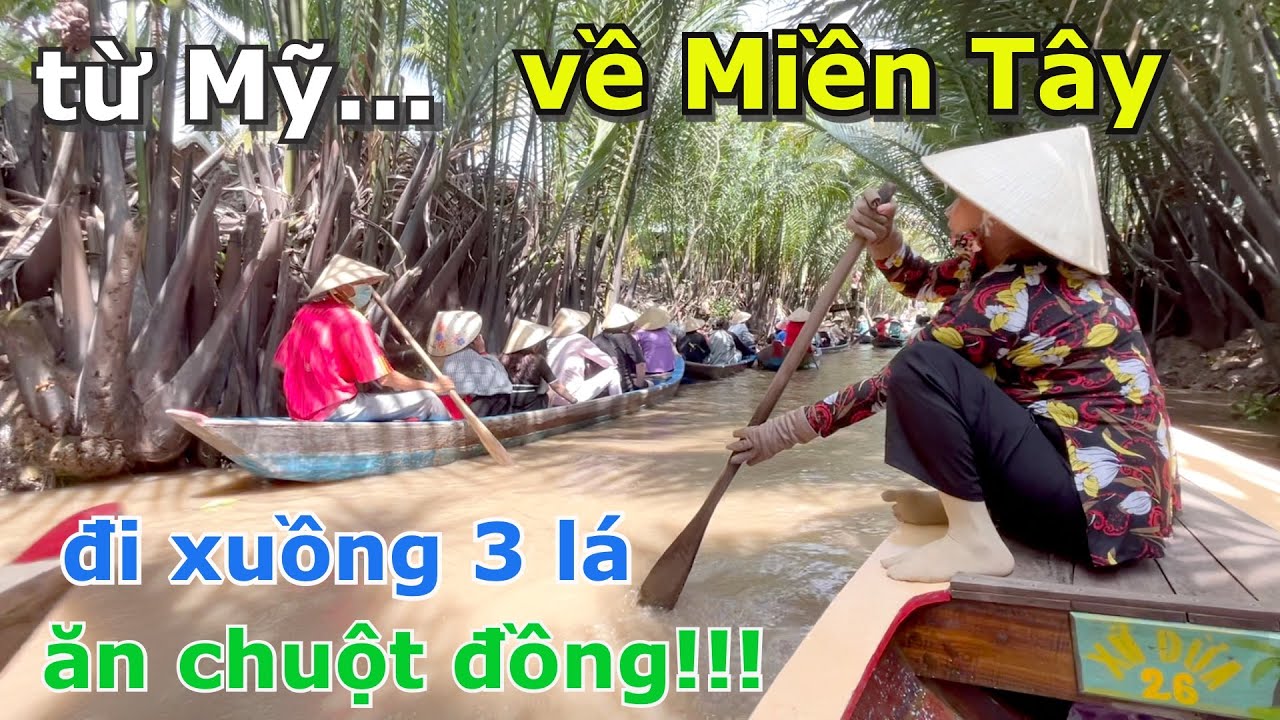 TỪ MỸ VỀ MIỀN TÂY CHÈO XUỒNG 3 LÁ, ĂN CHUỘT ĐỒNG ĐẶC SẢN VÀ CÂU CÁ SẤU GIẢI TRÍ THÔN QUÊ SÔNG NƯỚC