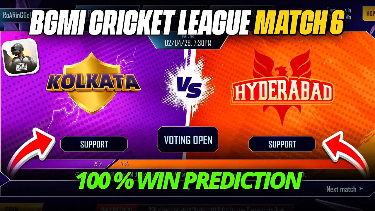 🔴KOLKATA VS HYDERABAD WHO WILL WIN ? / BGMI CRICKET LEAGUE MATCH 6 PREDICTION KKR vs SRH