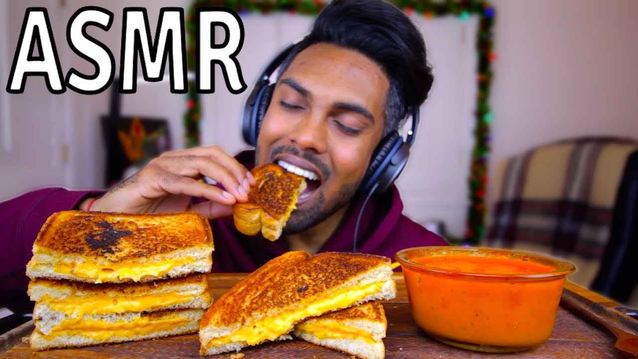 GRILLED CHEESE AND TOMATO SOUP | ASMR