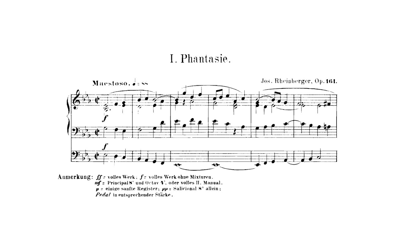 J.G. Rheinberger - Op. 161, Organ Sonata No. 13 in E-flat Major w/ score