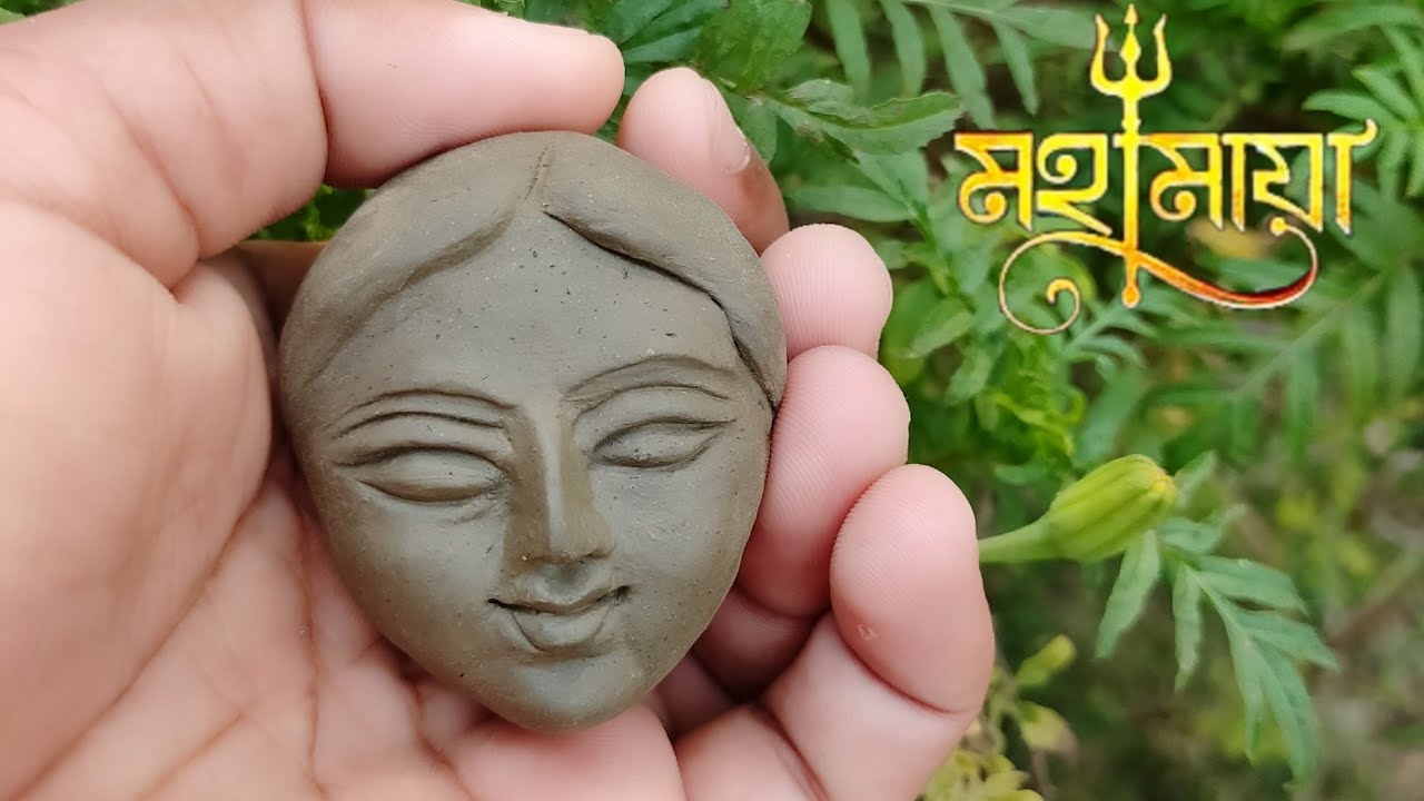 small saraswati face making process/small face making process/face making with clay