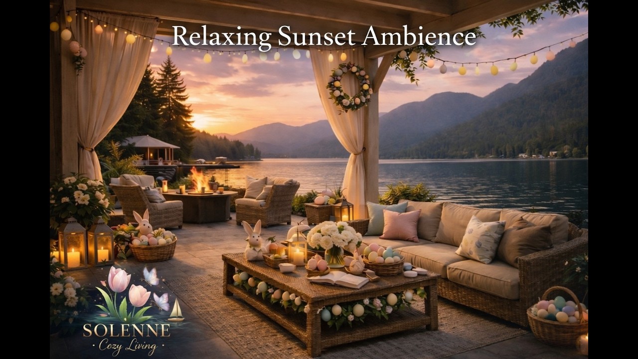 Cozy Easter Evening by the Lake 🐰 Peaceful Sunset Ambience (1 Hour)