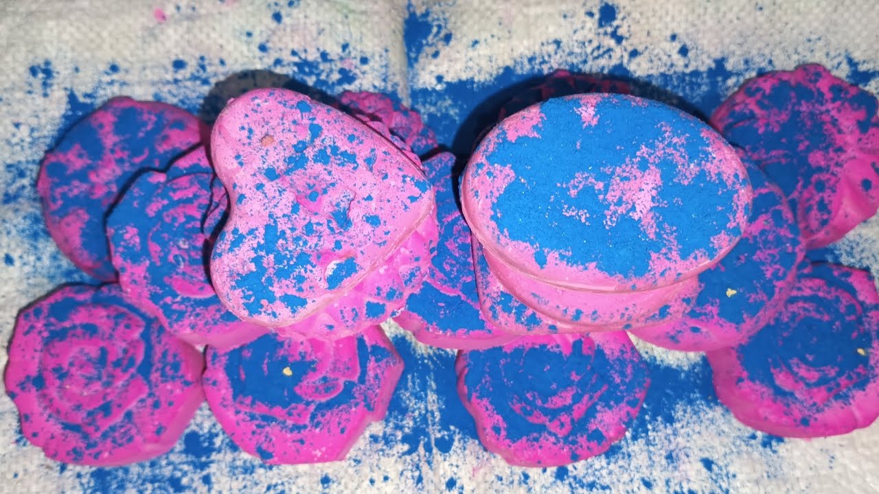 Pink #Gymchalk topped with Blue Holi Color 🌸💙 | Soft, #Dusty & Relaxing #ASMR | #asmrcommunity
