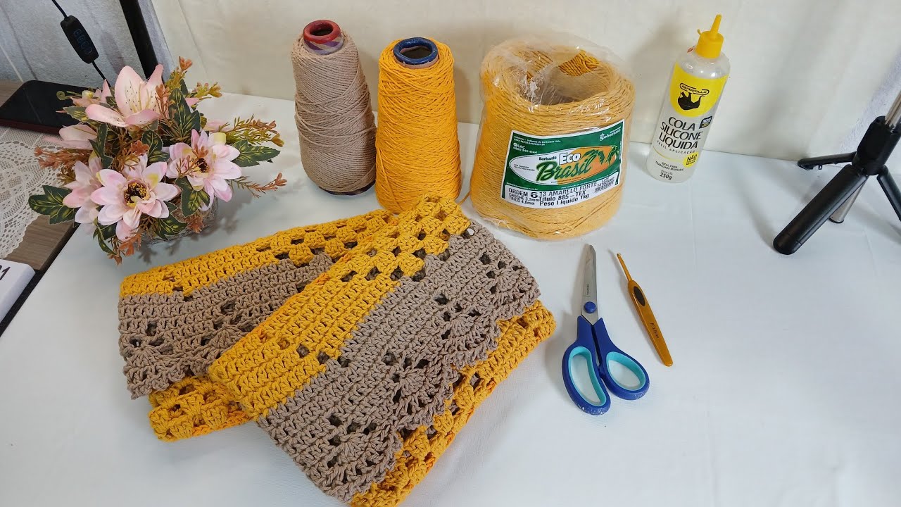 Combinação de cores tons amarelo ✨️ com tons terrosos ✨️ @ESMERALDACROCHÊPASSOAPASSO 