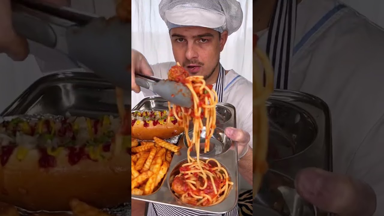 Little lunch for you! And NEXT!!😌🌭🍟🍰Guess the country..?😌&hearts;️| School food be like| CHEFKOUDY