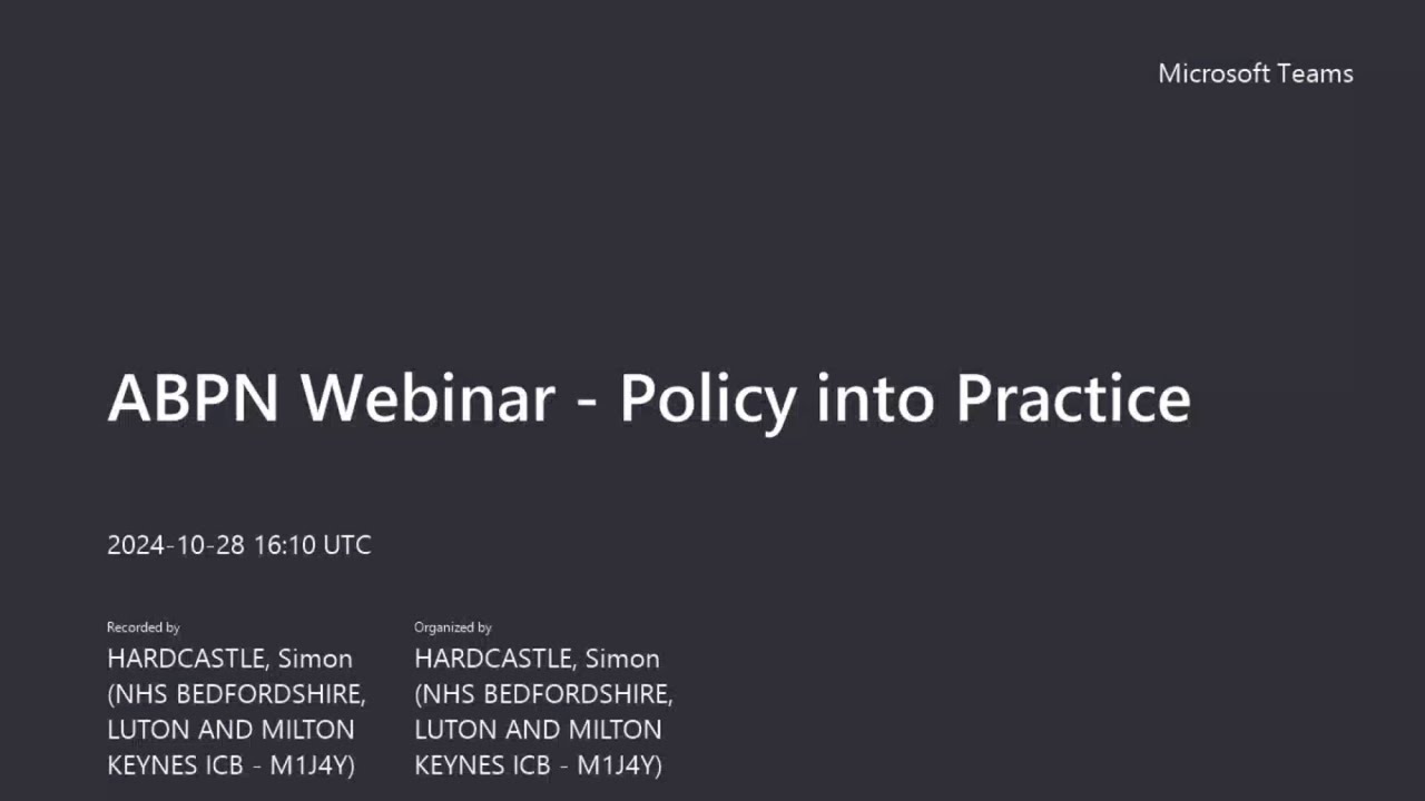 ABPN Webinar - Policy into Practice