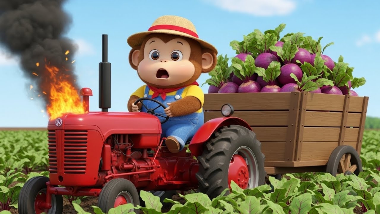 Monkey NaNa’s Beet Harvest Turns Into a FIERY Tractor Disaster — But His Smart Move Saves the Day!