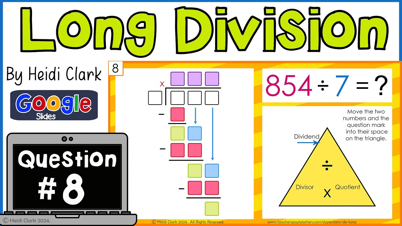 How to do Long Division - Google Slides Standard Algorithm Lesson, 854/7, Question 8