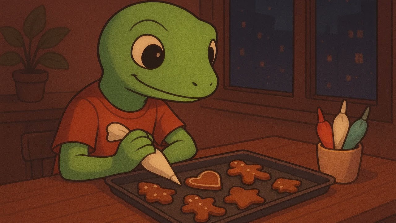 Gecko Making Gingerbread Cookies 🦎🍪 | Cozy Holiday Lo-Fi & Warm Kitchen Vibes | Ambientlearn