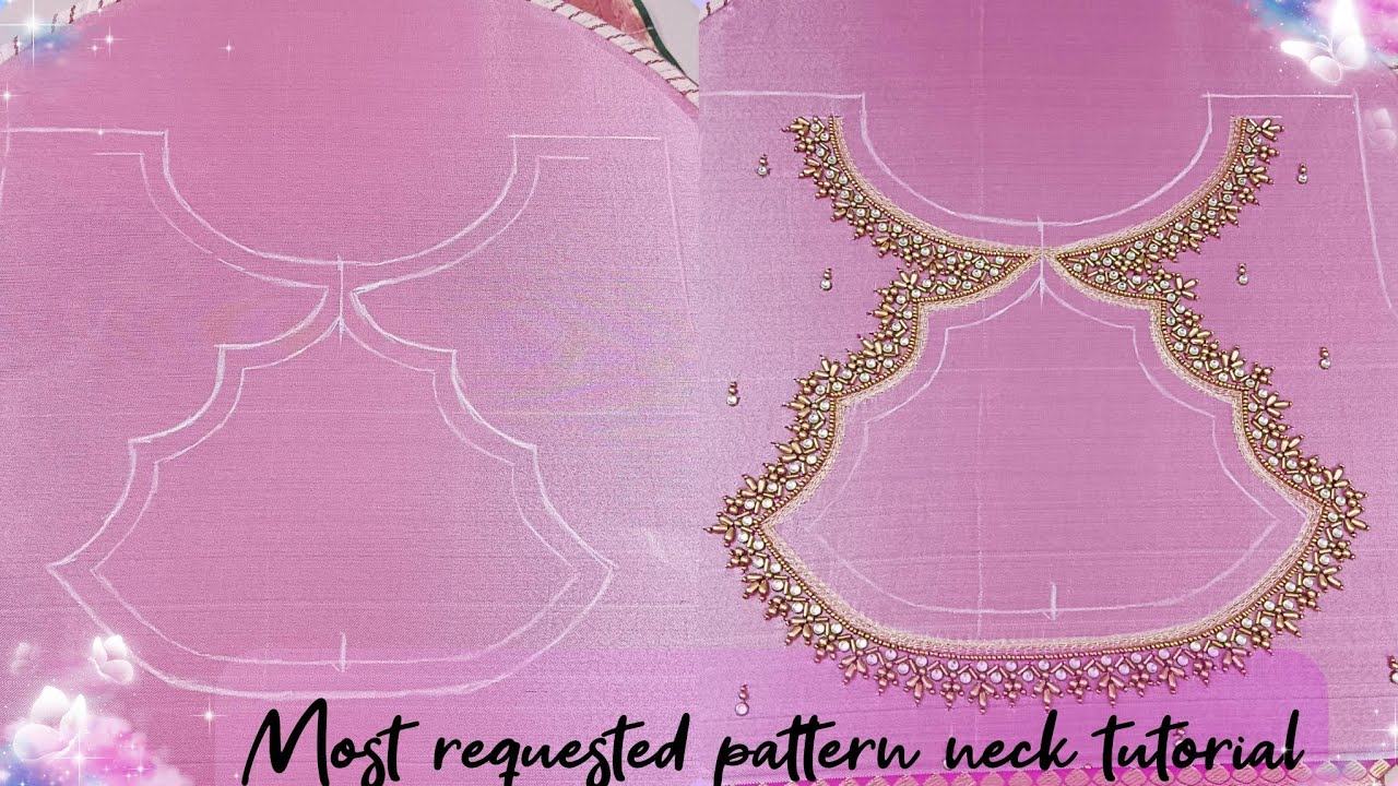 😱🤔[Most requested one]நீங்க எல்லாரும் கேட்ட Pattern neck Aariwork design Tutorial upload பன்னியாச்சு