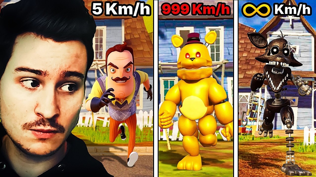 FNAF mais ils courent à 999 KMH dans Hello Neighbor
