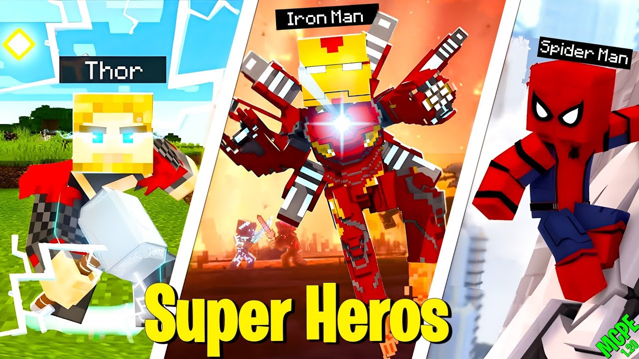 TOP 5 BEST MINECRAFT MARVEL HEROES MOD FOR MCPE | MINECRAFT (1.19 - 1.20)