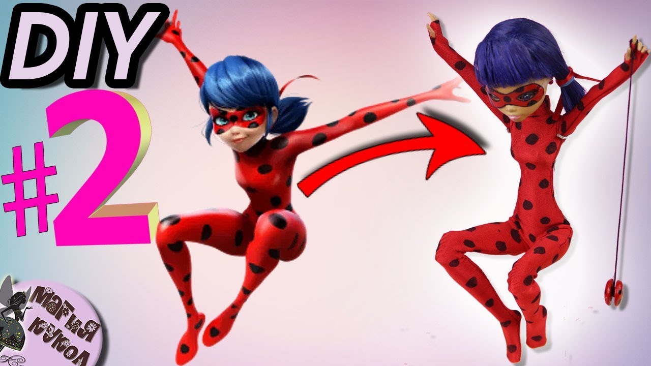 #2 Как сделать куклу ЛЕДИ БАГ. ООАК. ПАРИК, Маска, Серьги и Й0-Й0. Miraculous LadyBug