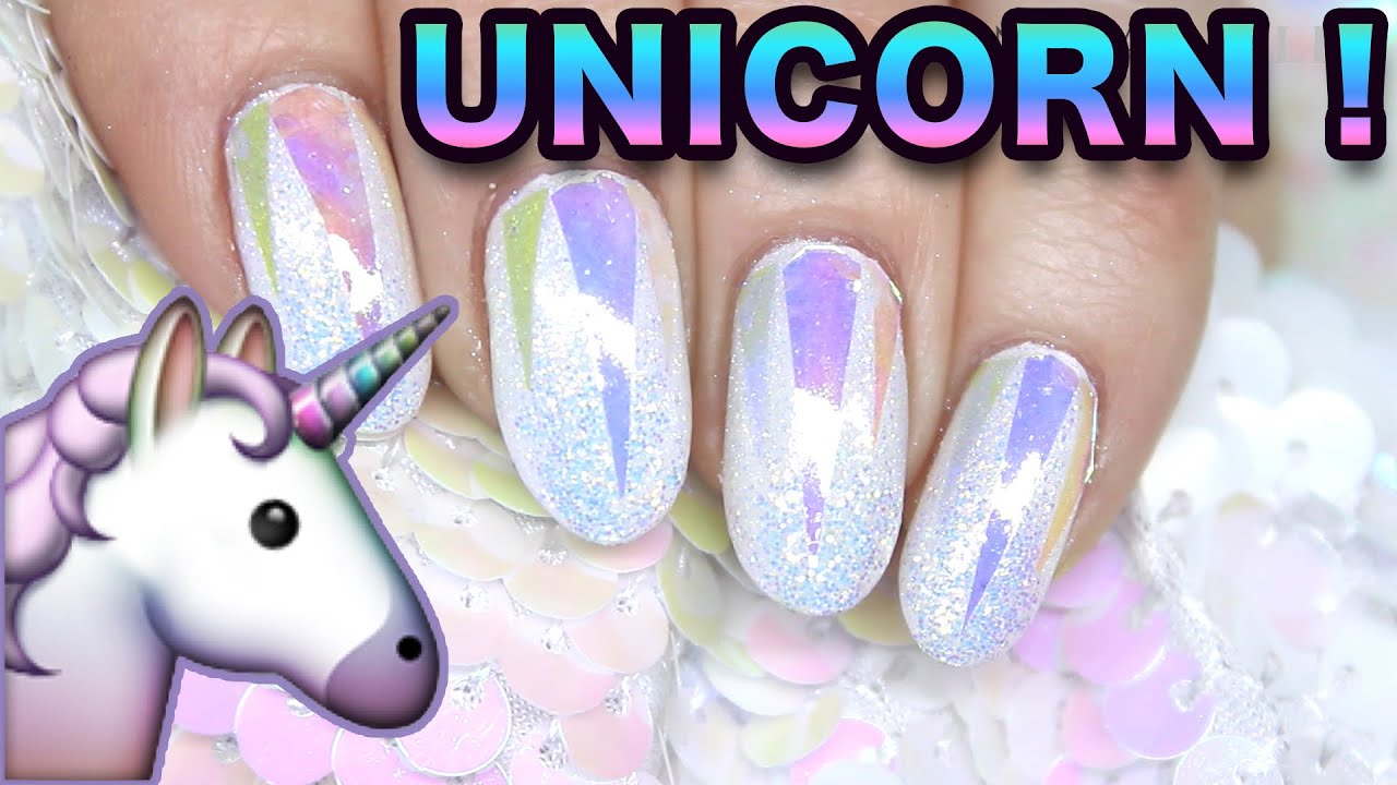 HOLO GLASS UNICORN (IRIDESCENT GLITTER) NAIL ART NAILS