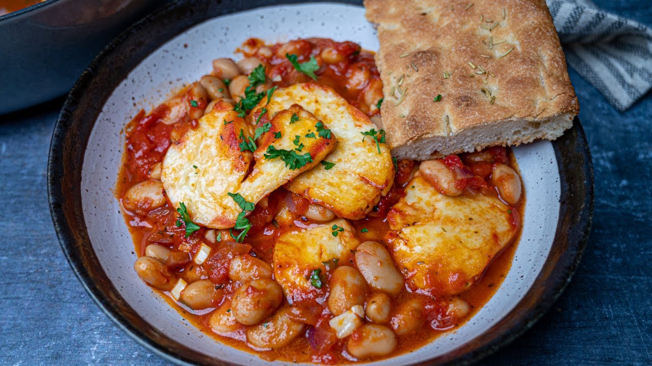 Butter Beans and Halloumi Bake