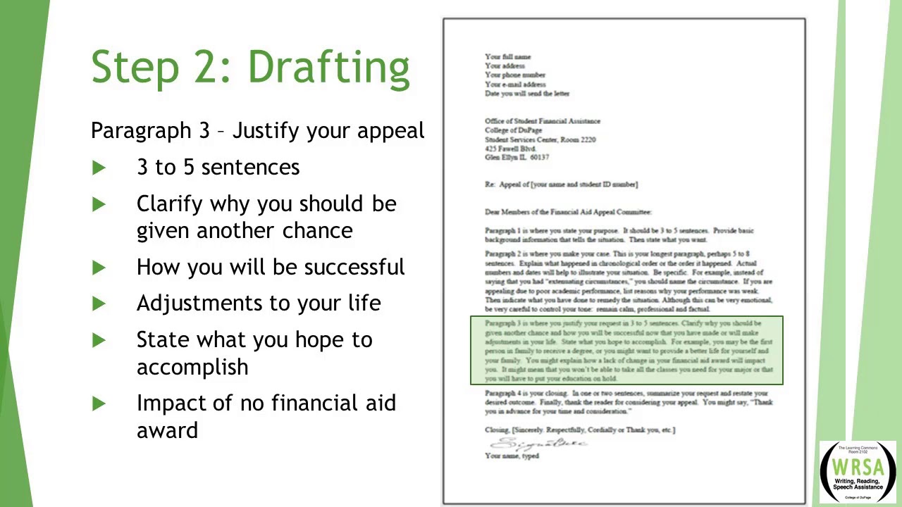 How to write an SAP Financial Appeal Letter