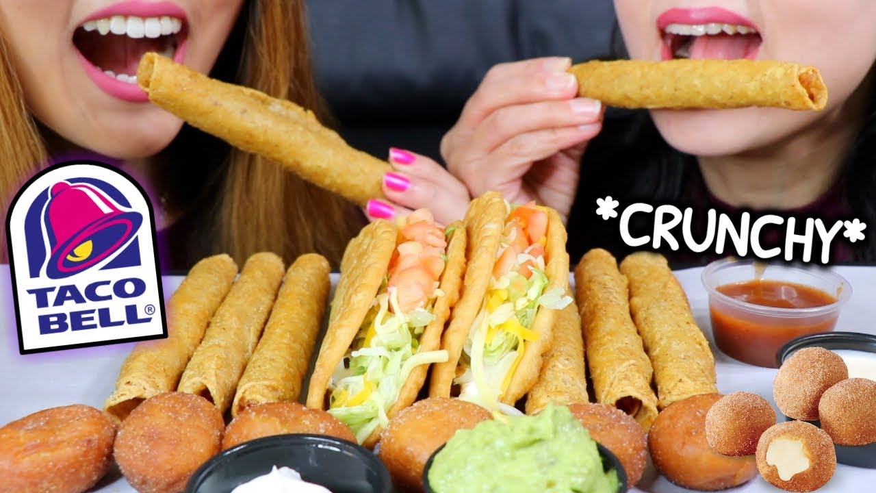 ASMR TACO BELL (ROLLED CHICKEN TACOS, CINNABON DELIGHTS, CHALUPAS) 타코벨 리얼사운드 먹방 | Kim&Liz ASMR