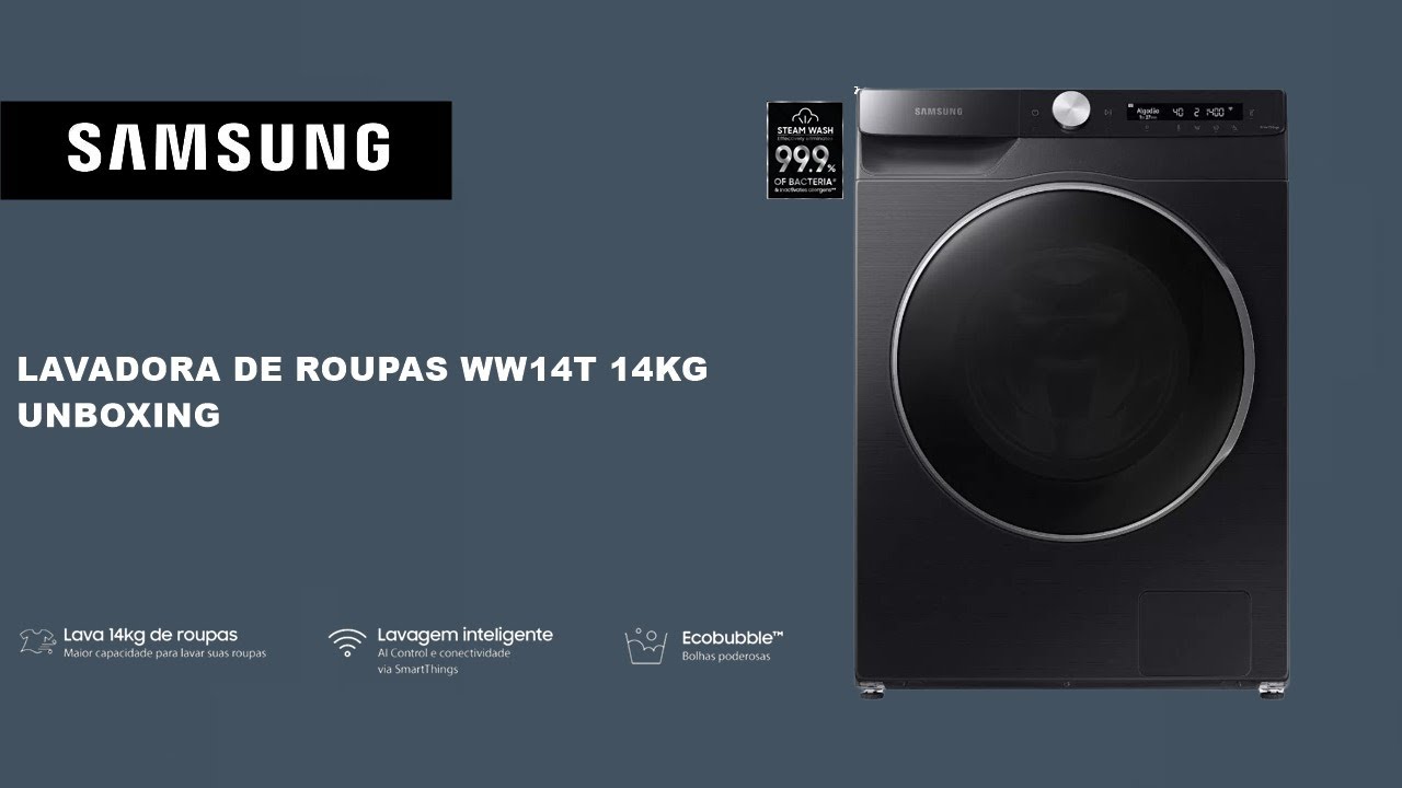 Lavadora de Roupas SAMSUNG com AI Control 14Kg WW14T -  UNBOXING