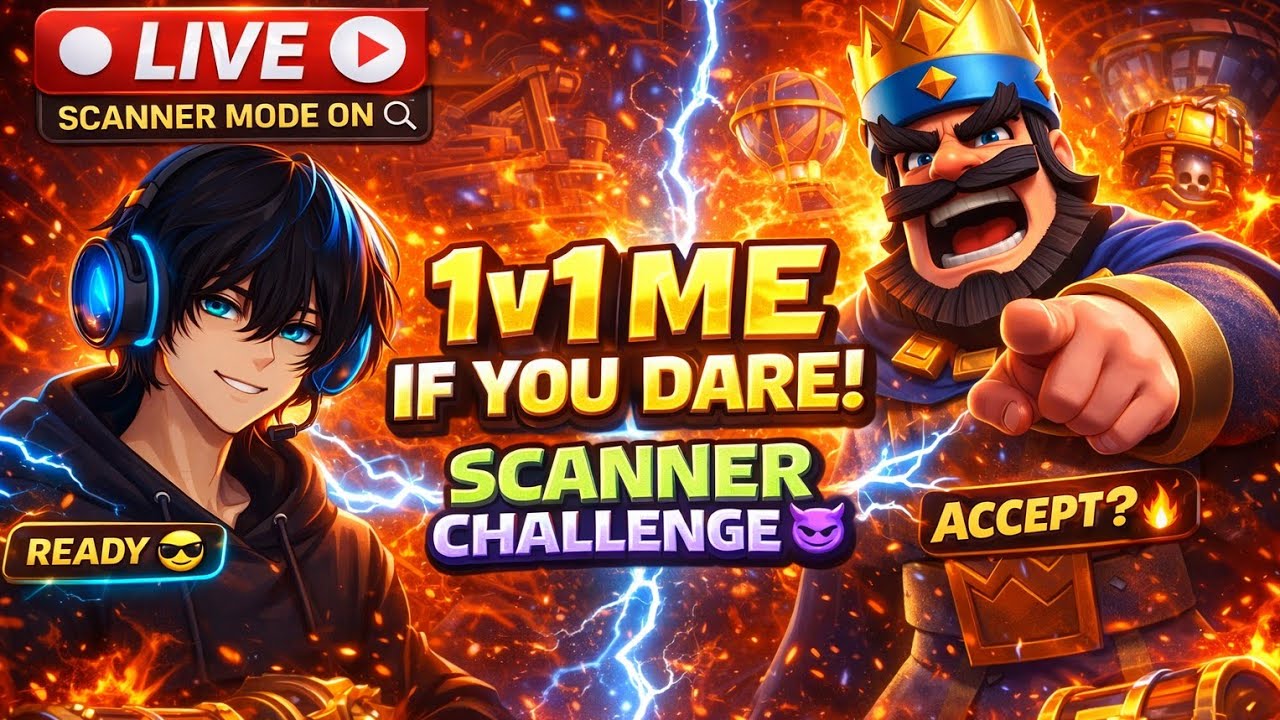 Scanner mode activated 🔍 Who’s brave enough for a 1v1 in Clash Royale? 👑🔥