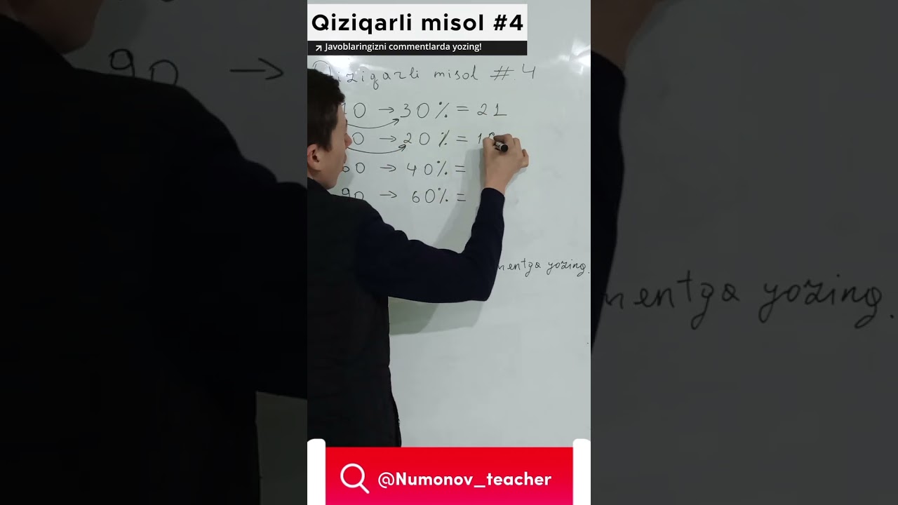 Foiz topishning oson usuli #math #qiziqarli #misol