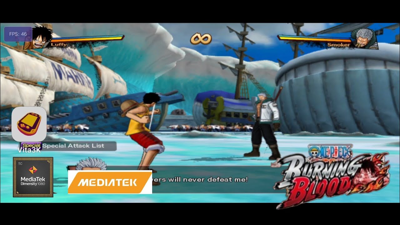EmulatorVita3K 0.2.1|One Piece Burning Blood |Mediatek Dimensity 1080