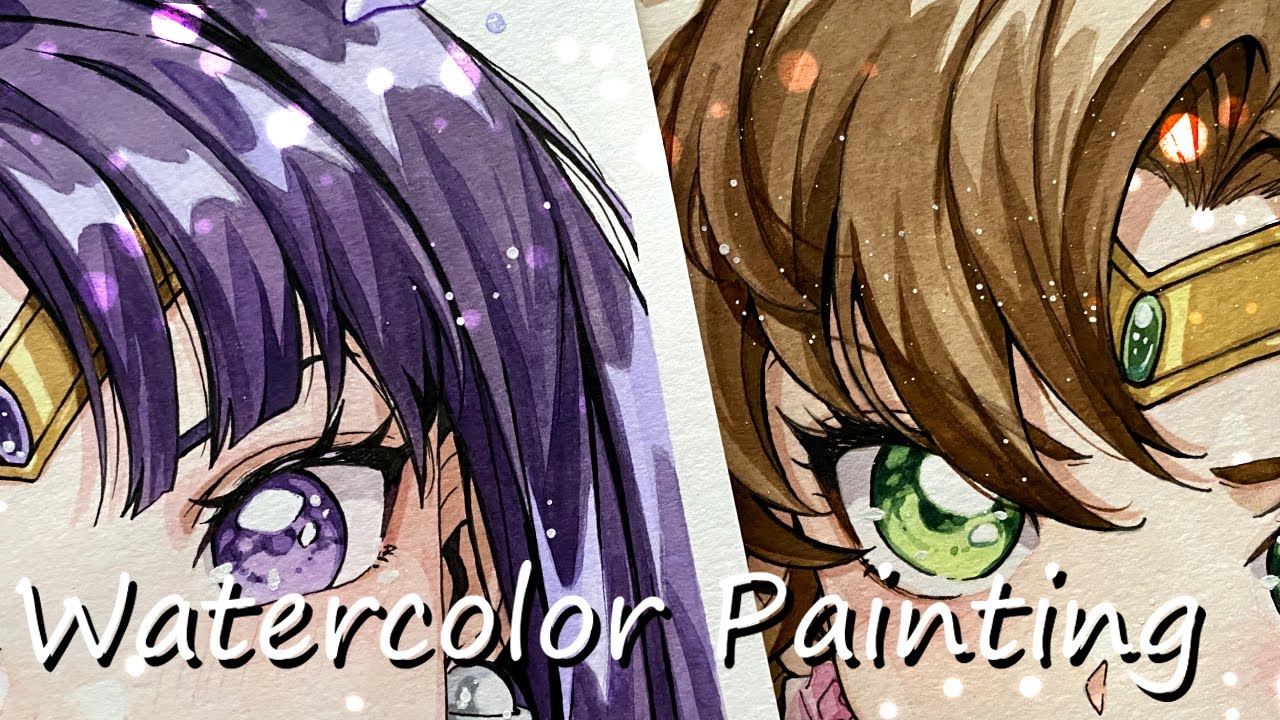 Watercolor Painting💜💚/SailorSaturn ft SailorJupiter [Speedpaintig]#watercolor #drawing #fanart