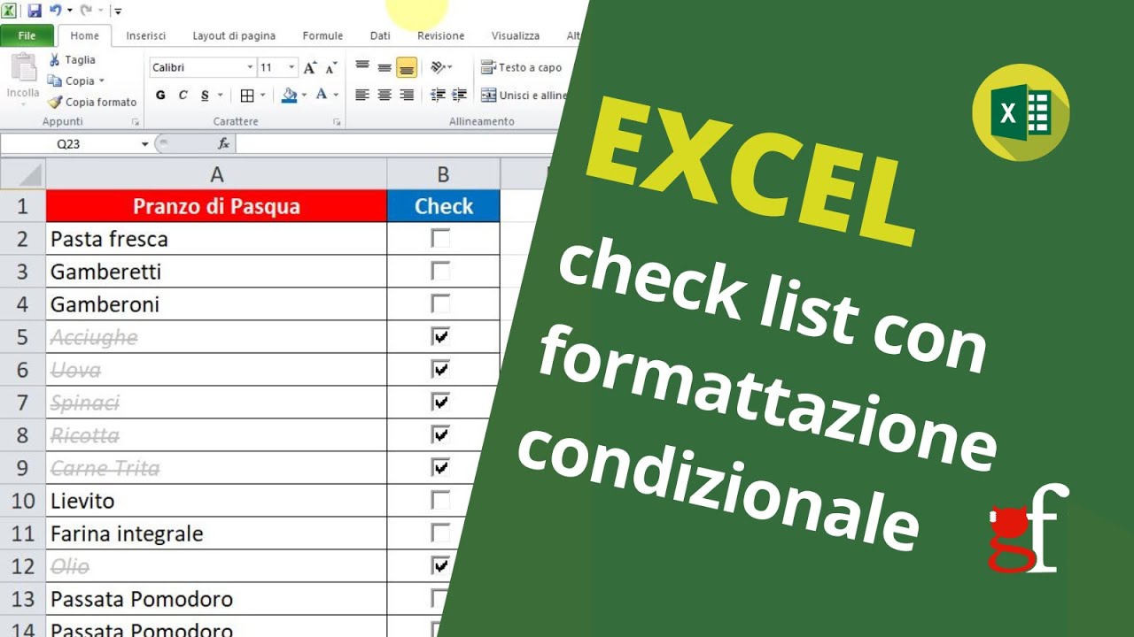 Excel: check list con formattazione condizionale e macro