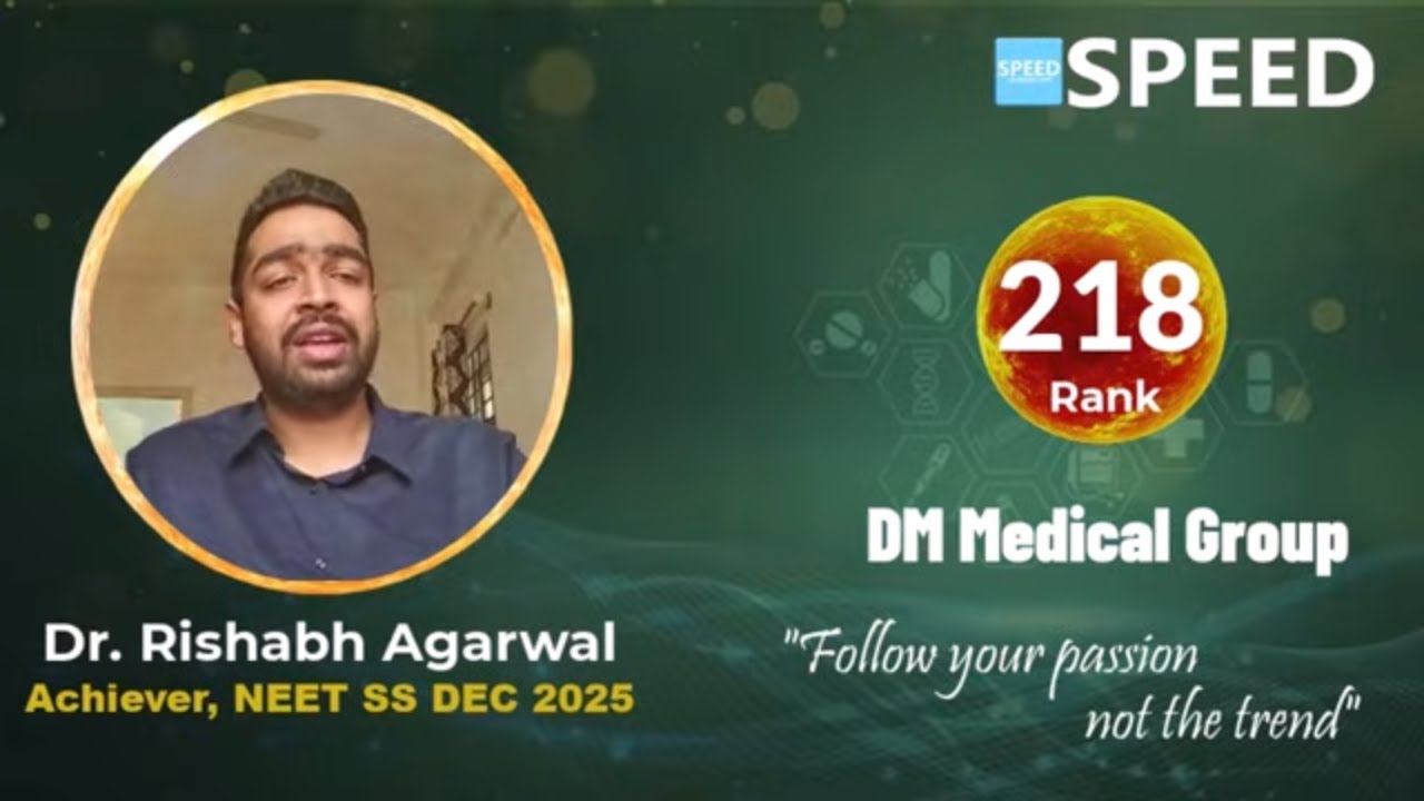 NEET SS 2025, Rank 218 | Dr. Rishabh Agarwal | DM Medical Group | SPEED #neetss