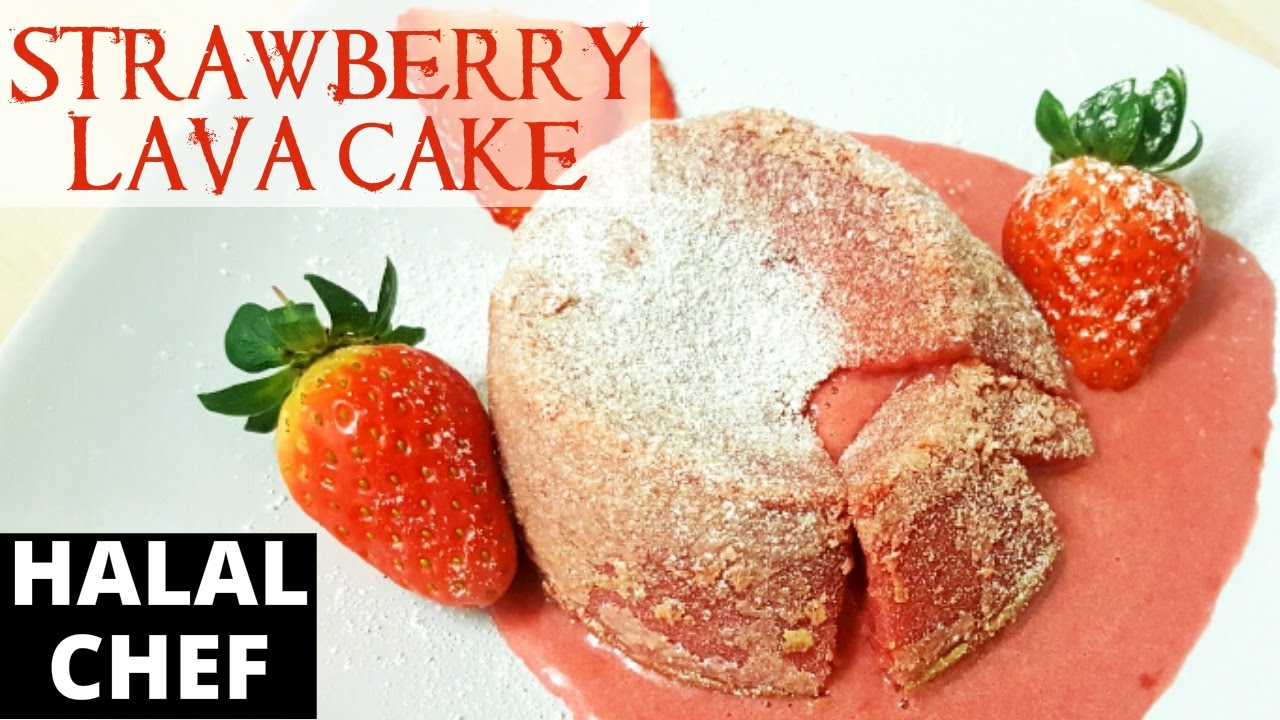 How to make STRAWBERRY LAVA CAKE RECIPE | Pink Lava Cake | Red Lava Cake | Halal Chef