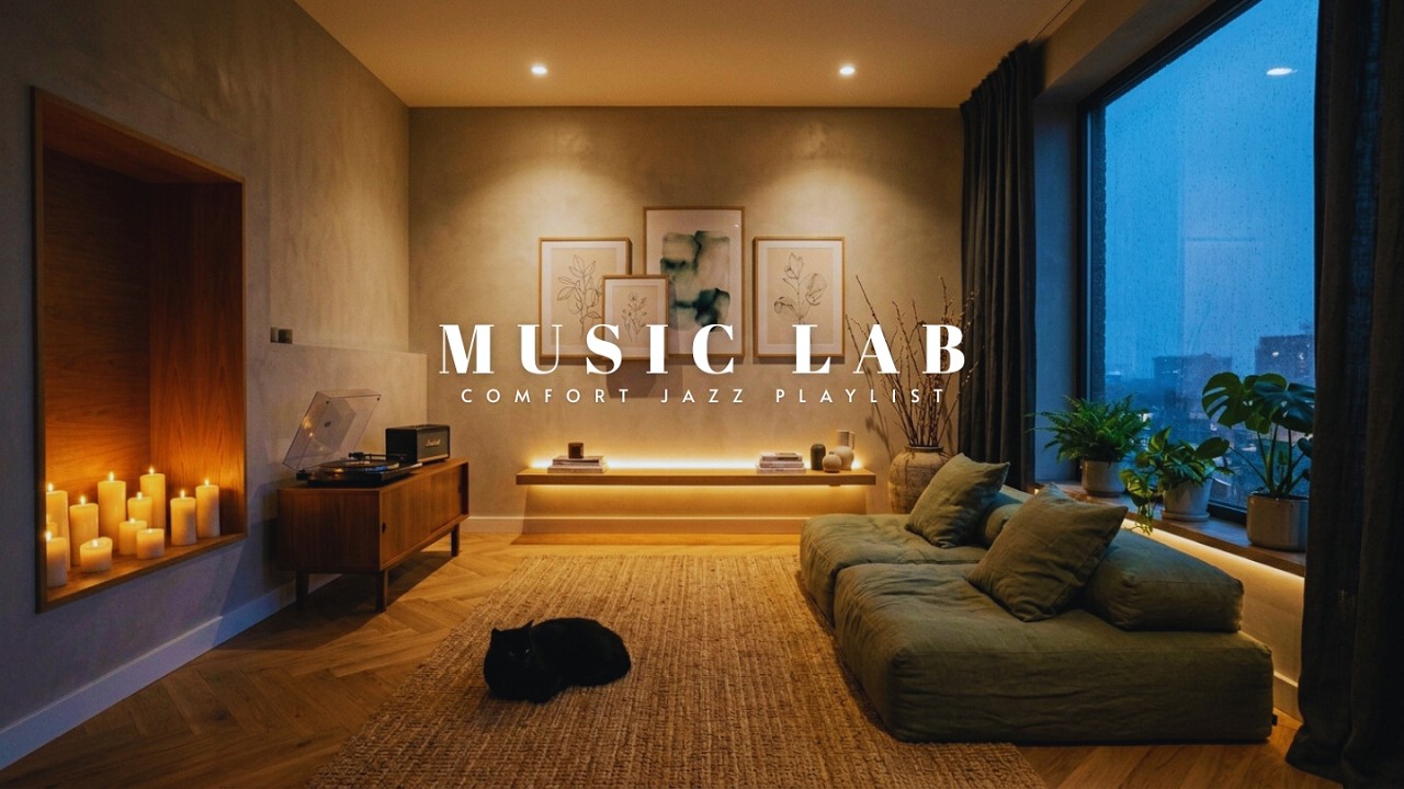 Relaxing Jazz Music | Cozy Rainy Night at Home for Stress Relief & Deep Relaxation