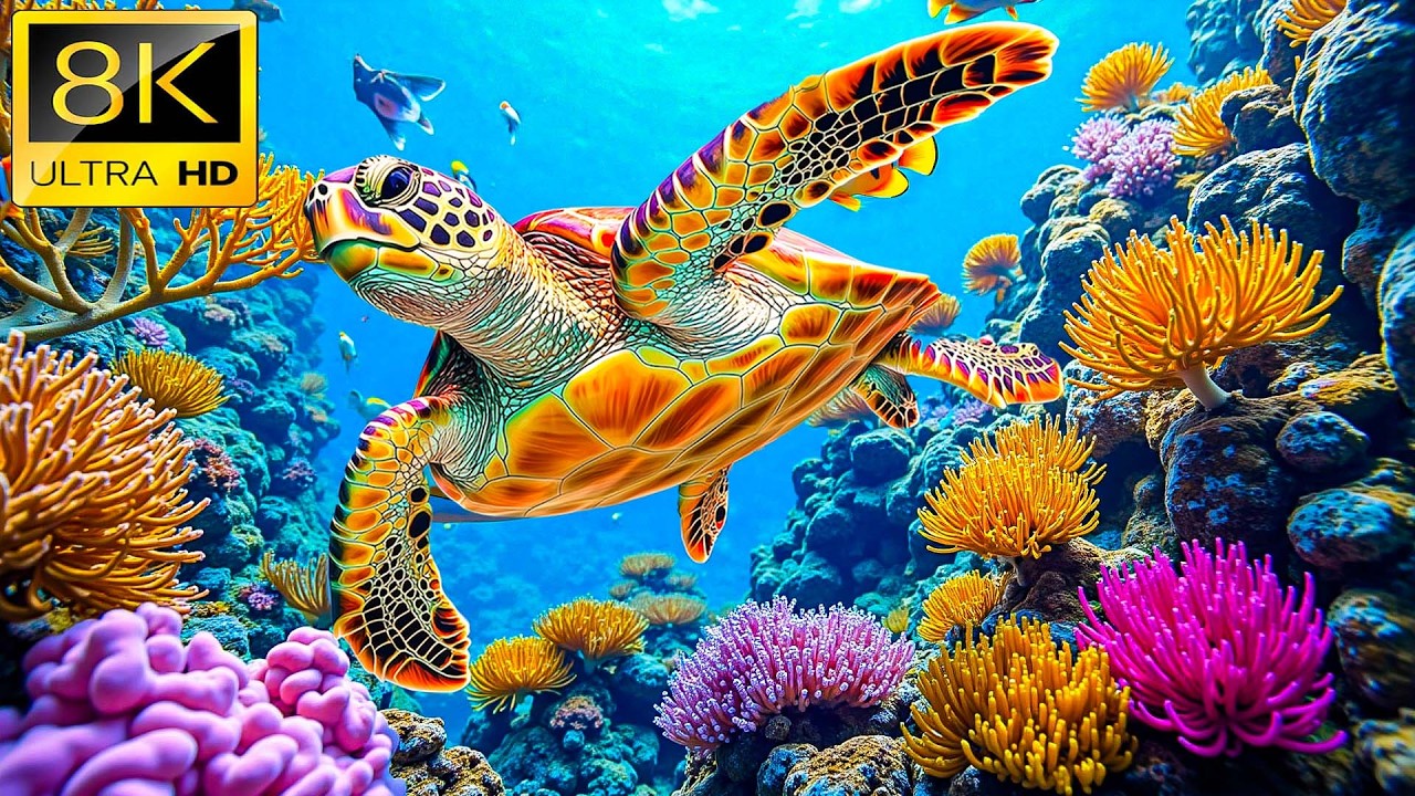 Подводное путешествие в океан: видео 8K — Аквариумные рыбки под звуки природы для расслабления