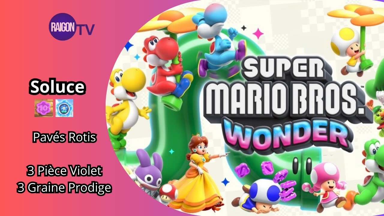 Pav&eacute;s Rotis Soluce 3 graine prodige 3 piece fleur violet Super Mario Bros Wonder