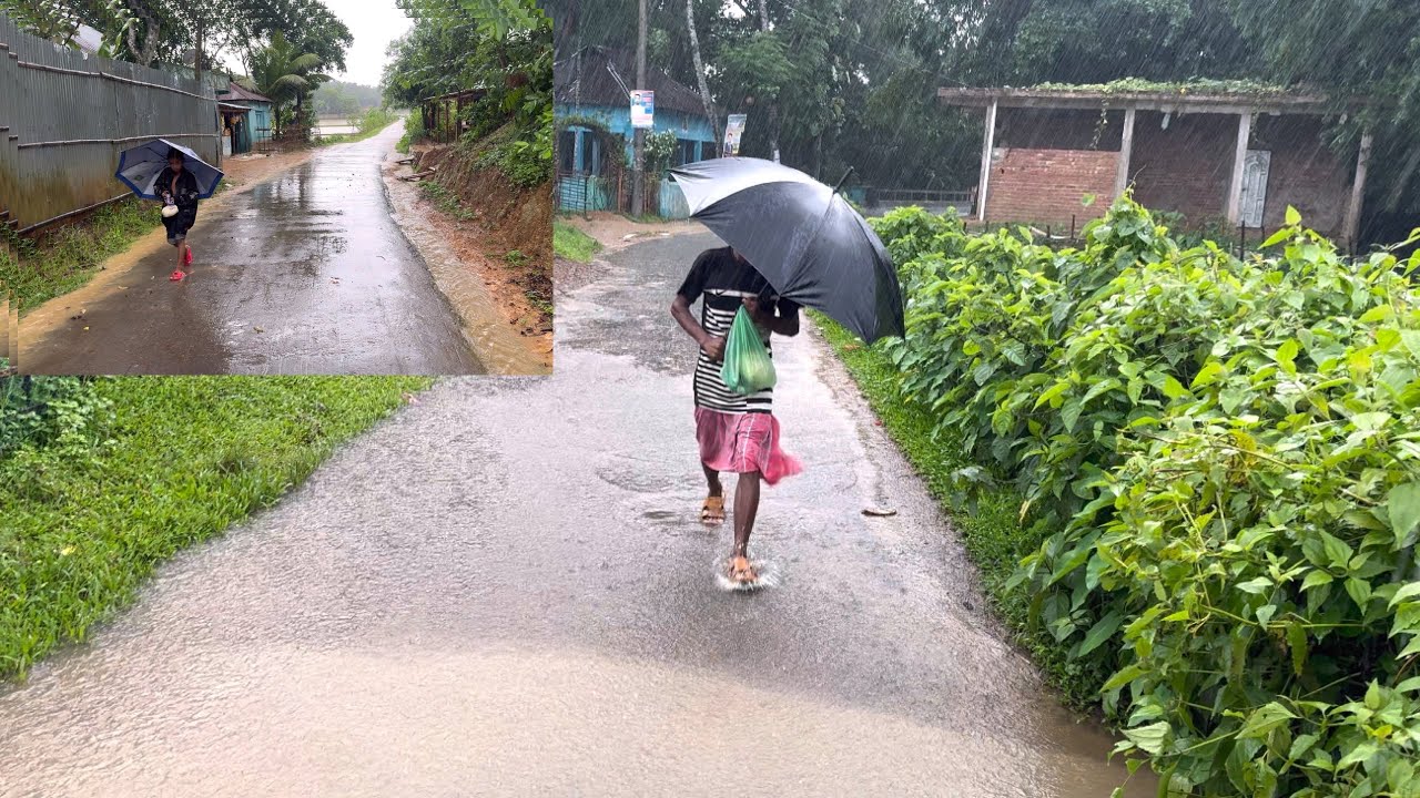 Monsoon Rain Walk in Beautiful Village | Izzy Village