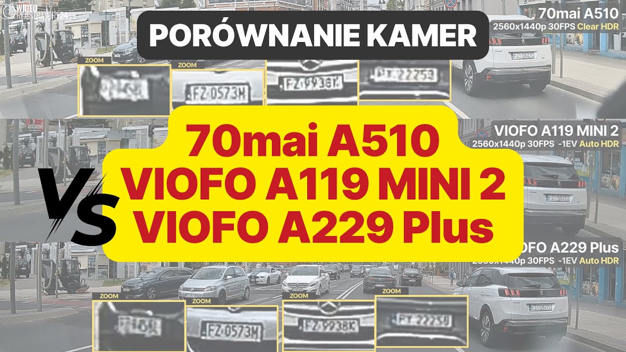 Wideorejestratory 70mai A510, VIOFO A119 MINI 2 i A229 Plus - porównanie