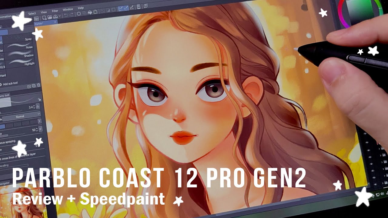Cheap Drawing Tablet ☀️ Parblo Coast 12 Pro Gen 2 Review ✏️ SPEED-PAINTING