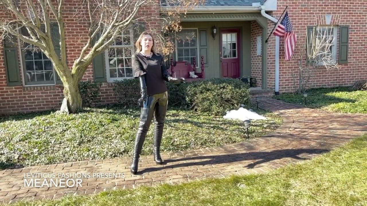 MEANEOR  3 BLACK LEATHER THIGH BOOTS AND PATENT GLOVES PVC LEGGINGS ROCK MUSIC FASHION DANCE STYLE