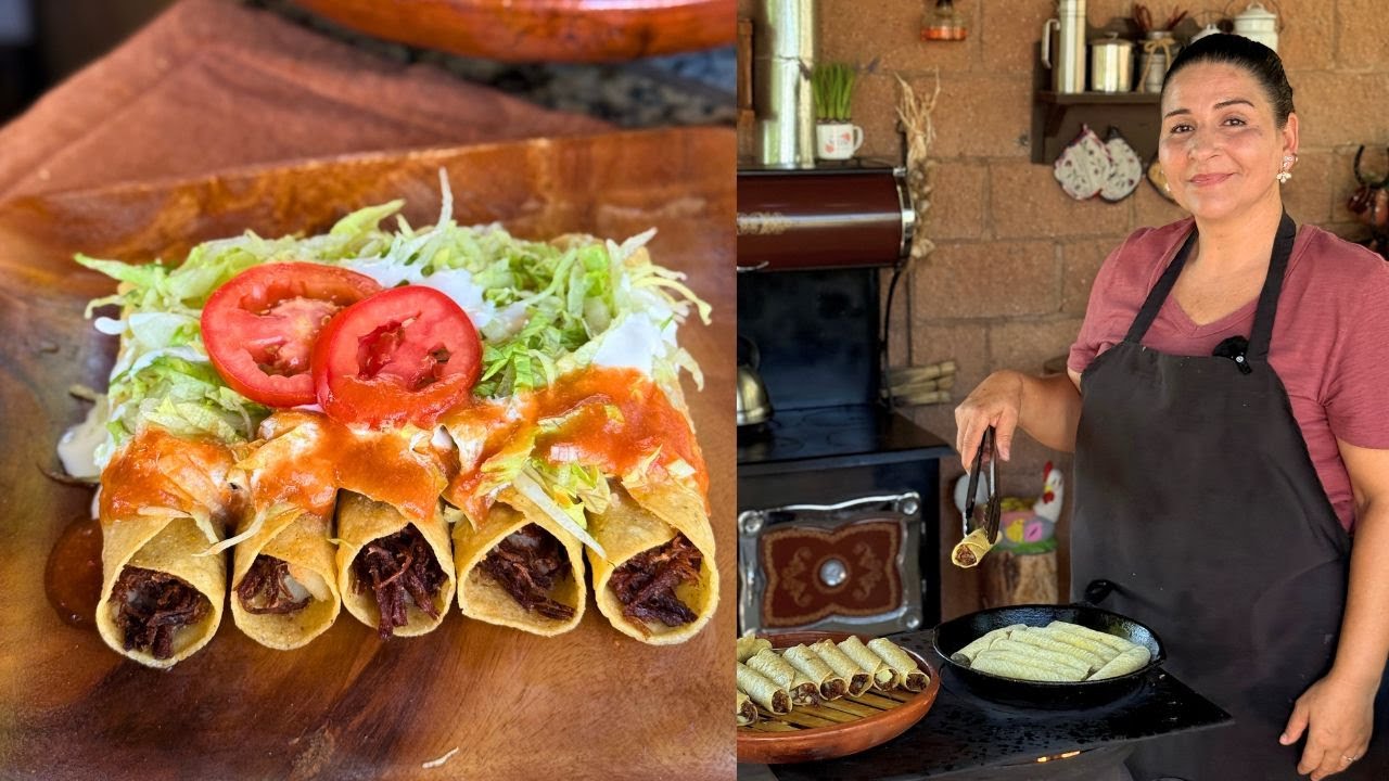 Flautas Doradas de Carne Deshebrada con Papas - Un Clásico Mexicano - La Herencia de las Viudas