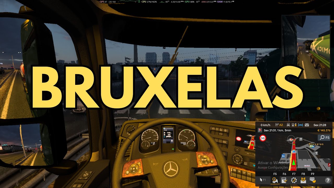 Chuva pesada em Bruxelas - Euro Truck Simulator 2 Gameplay - Entrega Diesel