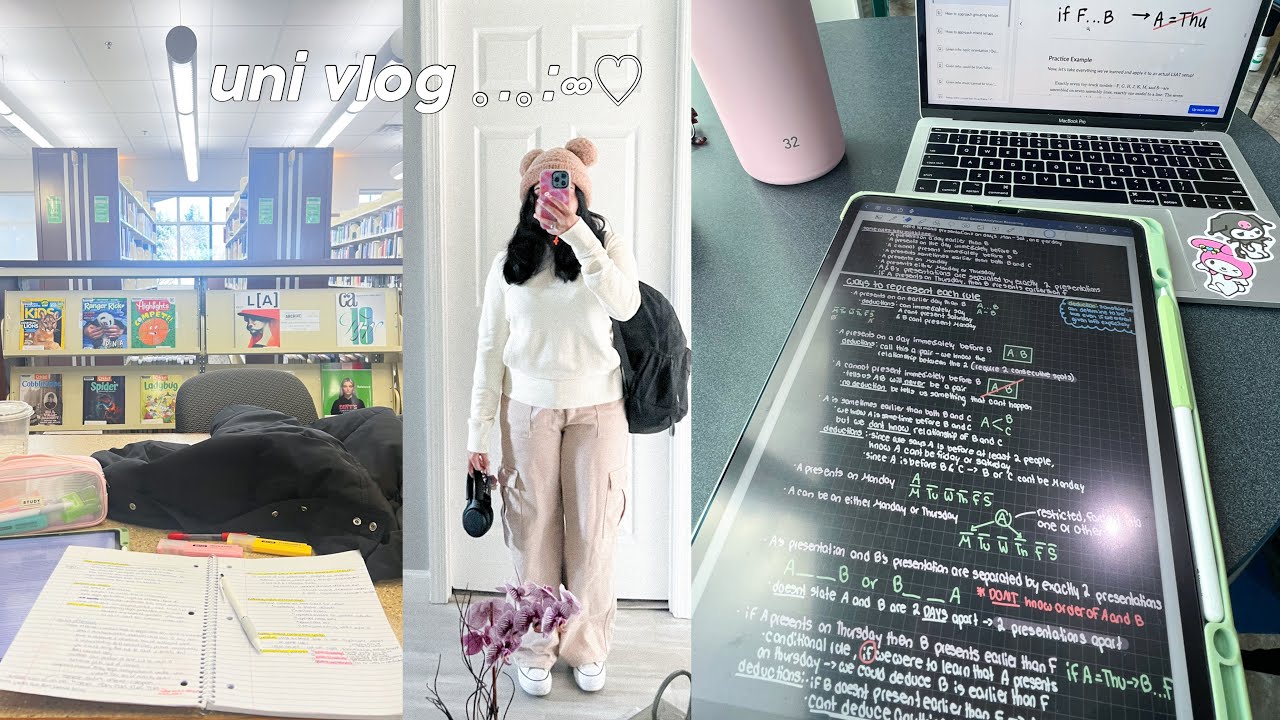 UNI VLOG ੈ♡₊˚•.  a productive week in college, studying, going to class, writing notes, homework