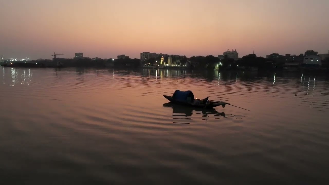 4K POV: Flying Into the Sunset Above the Ganges