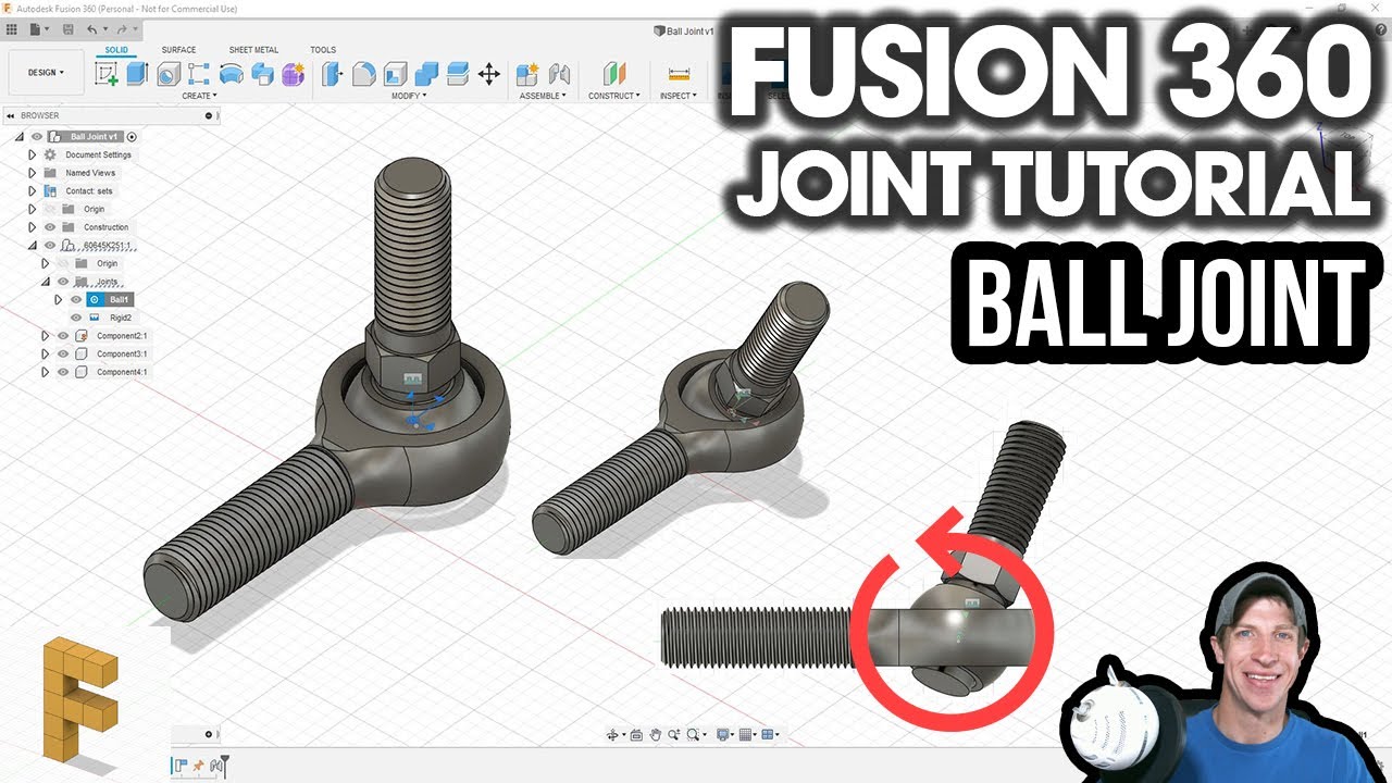 Моделирование ШАРОВОГО ШАРНИРА в Autodesk Fusion 360!