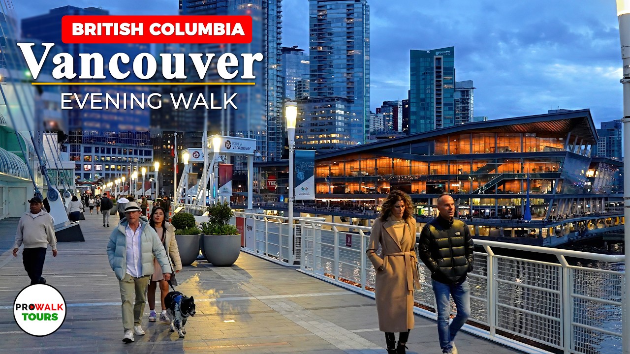 Vancouver, BC Evening Walk 🇨🇦 | Coal Harbour, Gastown, Chinatown & Granville Street | 4K