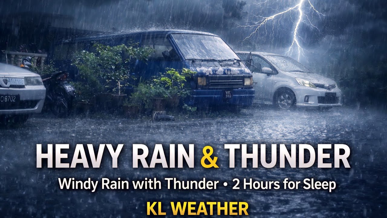 Heavy Rain & Thunder Sounds for Deep Sleep 🌧️⚡ | 2 Hours | KL Night Rain