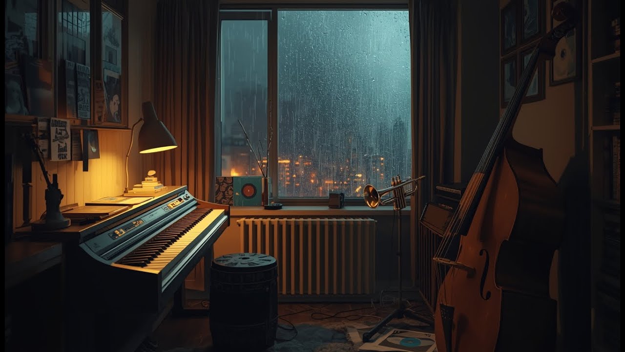Cozy 1940s–1950s Vintage Jazz & Oldies | Warm Nostalgic Night Ambience with Fireplace & Snow