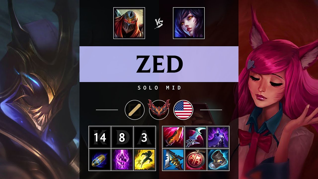 Zed Mid vs Ahri: Rampage - NA Grandmaster Patch 14.22