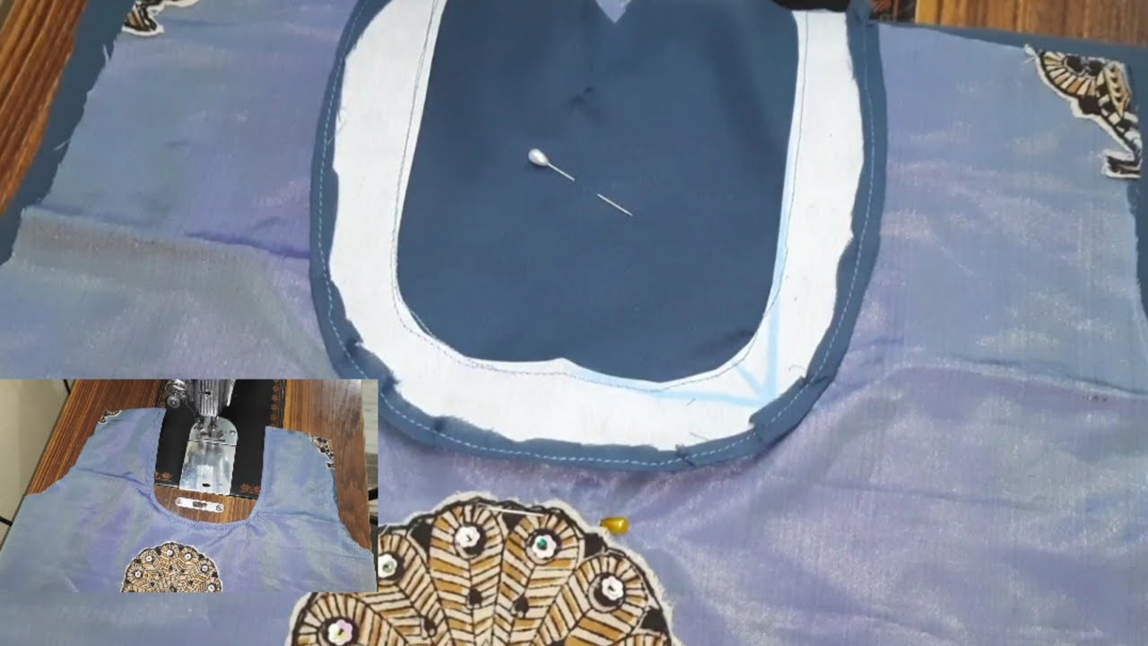 Lining chudidar neck cutting and stitching using canvas