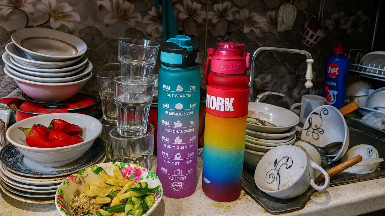 Relaxing dishwashing ASMR 🫧  Satisfying cleaning sounds, water and foam.#shorts