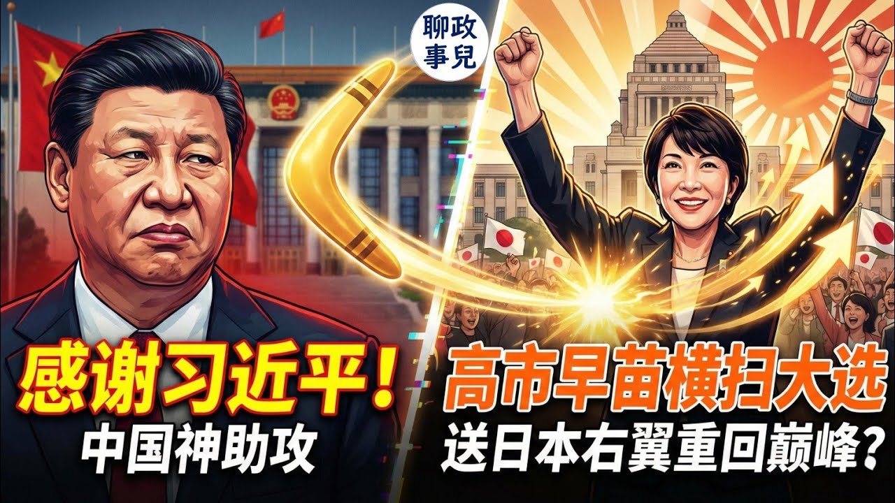 感谢习近平！高市早苗横扫大选，战后最强！看一尊神助攻，送日本右翼重回巅峰